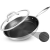 image:imageNutriChef 6Piece Stainless Steel Frying Pan Set with Lids  Triply Kitchenware Pans Set Kitchen Cookware wDAKIN Etching NonStick Coating  Small Medium amp Large Pan with Lid  NC3PFRY3Stainless Steel
