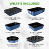 image:imageNutriChef Baking Moulds Set of 8  Casserole Dish Bread Baking Tray Baking Tray Muffin Baking Tin Blue Cake Tin Round amp Square Stackable amp NonStick Dishwasher Safe Oven Safe up to 230 CBlue