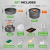 image:imageNutriChef Camping Cookware Set  Lightweight Nonstick Pots Pans Utensils Bowls Cutlery and Cleaning Tools with Mesh Bag Foldable Handles Compact Outdoor Cooking Gear for Hiking amp Travel Grey