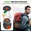 image:imageNutriChef Camping Cookware Set  Lightweight Nonstick Pots Pans Utensils Bowls Cutlery and Cleaning Tools with Mesh Bag Foldable Handles Compact Outdoor Cooking Gear for Hiking amp Travel Grey