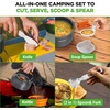 image:imageNutriChef Camping Cookware Set  Lightweight Nonstick Pots Pans Utensils Bowls Cutlery and Cleaning Tools with Mesh Bag Foldable Handles Compact Outdoor Cooking Gear for Hiking amp Travel Grey