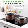 image:imageNutriChef Kitchenware Non Stick Pots and Pans Set  HighQualified Basic Kitchen Cookware Set with Lids amp Utensils 14Piece Set One Size Blue