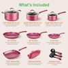 image:imageNutriChef Metallic Nonstick Ceramic Cooking Kitchen Cookware Pots and Pan Baking Set with Lids and Utensils 20 Piece Set Marron Pink
