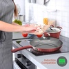 image:imageNutriChef Nonstick Kitchenware Pots amp Pans  11 Pcs Stylish Kitchen Cookware Set wElegant Lines PatternGray Inside amp Red Outside Metal  Silicone Handle PTFEPFOAPFOS Free  NCCW11RDLRed