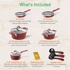image:imageNutriChef Nonstick Kitchenware Pots amp Pans  11 Pcs Stylish Kitchen Cookware Set wElegant Lines PatternGray Inside amp Red Outside Metal  Silicone Handle PTFEPFOAPFOS Free  NCCW11RDLRed