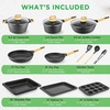 image:imageNutriChef Pan amp Pot Set Black Marble  22Piece NonStick Cookware Marble Look Pan Set with Barbecue Tongs Kitchen Utensils Baking Mould and Oven Gloves Suitable for Induction Cookers Dishwasher Safe