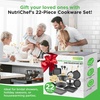 image:imageNutriChef Pan amp Pot Set Black Marble  22Piece NonStick Cookware Marble Look Pan Set with Barbecue Tongs Kitchen Utensils Baking Mould and Oven Gloves Suitable for Induction Cookers Dishwasher Safe