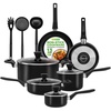 image:imageNutriChef 13Piece Pot and Pan Set NonStick Kitchen Cookware Set wSaucepan Frying Pans Cooking Pots Casserole Lids Ladle Fork Strainer Heat Resistant PFOA Free Black
