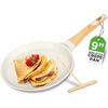 image:imageNutriChef 2Pack NonStick Crepe Pan Set 94 Marble Coated Dosa Pans with Wooden Spreaders Bakelite and Wood Handles InductionCompatible Dishwasher Safe Even Heat Distribution White CreamCream