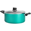 image:imageNutriChef Green Dutch Oven Pot  Stylish 444qt Ceramic Professional Kitchen Cookware Topgrade Aluminum Alloy Pan Clear Transparent Tempered Glass Lid wSteam Escape Hole Black Backlite Handles