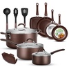 image:imageNutriChef Kitchenware Non Stick Pots and Pans Set  HighQualified Basic Kitchen Cookware Set with Lids amp Utensils 14Piece Set One Size Blue
