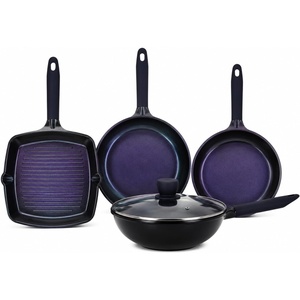 image:imageNutriChef NonStick Frying Pans  5Piece Skillet Set with Ceramic Coating Wok Grill Fry amp Fish Pans  Compatible with All Cooktops Including Induction  CoolTouch Handles EasyCleanPurple