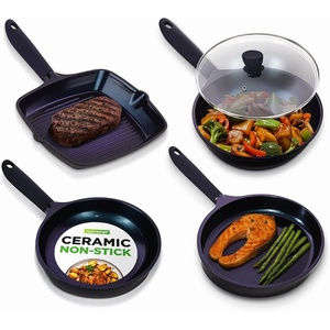image:imageNutriChef NonStick Frying Pans  5Piece Skillet Set with Ceramic Coating Wok Grill Fry amp Fish Pans  Compatible with All Cooktops Including Induction  CoolTouch Handles EasyCleanBlue Diamond
