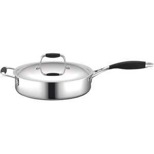image:imageNutriChef Steamer Insert with Lid  PFOAPFOS Free Stainless Steel StainResistant Kitchen Cookware wSatin Interior Polished Exterior Silicone Wrap Handles  Works wModel NCSSS12Saute Pan with Lid