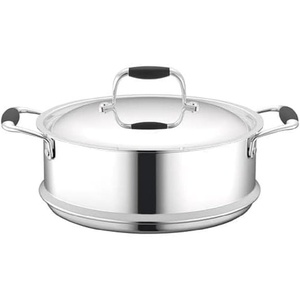 image:imageNutriChef Steamer Insert with Lid  PFOAPFOS Free Stainless Steel StainResistant Kitchen Cookware wSatin Interior Polished Exterior Silicone Wrap Handles  Works wModel NCSSS12Steamer