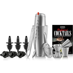 image:imageNutriChef Mixology Bartender Cocktail Shaker Set  Includes 15 amp 30 oz Stainless Steel Shakers 6 Bottle Pourers amp More  Essential Martini Making Kit  Drink Mixing Set  15 Piece Cocktail Bar SetFullSize bar set