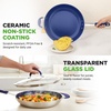 image:imageNutriChef 10 Medium Fry Pan with Lid  Nonstick Pan with Silicone Handle Ceramic Coating InsideSilver exteriorBlue interior
