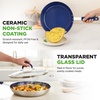 image:imageNutriChef 10 Medium Fry Pan with Lid  Nonstick Pan with Silicone Handle Ceramic Coating InsideSilver exteriorBlue interior