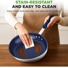 image:imageNutriChef 10 Medium Fry Pan with Lid  Nonstick Pan with Silicone Handle Ceramic Coating InsideSilver exteriorBlue interior