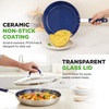 image:imageNutriChef 10 Medium Fry Pan with Lid  Nonstick Pan with Silicone Handle Ceramic Coating InsideSilver exteriorBlue interior