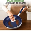 image:imageNutriChef 10 Medium Fry Pan with Lid  Nonstick Pan with Silicone Handle Ceramic Coating InsideSilver exteriorBlue interior