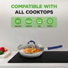 image:imageNutriChef 10 Medium Fry Pan with Lid  Nonstick Pan with Silicone Handle Ceramic Coating InsideSilver exteriorBlue interior