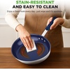 image:imageNutriChef 10 Medium Fry Pan with Lid  Nonstick Pan with Silicone Handle Ceramic Coating InsideSilver exteriorBlue interior
