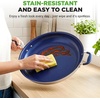 image:imageNutriChef 10 Medium Fry Pan with Lid  Nonstick Pan with Silicone Handle Ceramic Coating InsideSilver exteriorBlue interior