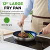 image:imageNutriChef 10 Medium Fry Pan with Lid  Nonstick Pan with Silicone Handle Ceramic Coating InsideSilver exteriorBlue interior