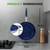 image:imageNutriChef 10 Medium Fry Pan with Lid  Nonstick Pan with Silicone Handle Ceramic Coating InsideSilver exteriorBlue interior