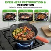 image:imageNutriChef 10 PreSeasoned Cast Iron Pan  PFOAFree Oven Safe Kitchen Nonstick Cookware Frying Pan Skillet wGlass Lid Drip Spout Silicone Handle  GasElectricCeramicInduction Cooktop NCCI10
