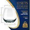 image:imageNutriChef 15oz Stemless Wine Glasses  Set of 4 Ultra Thin Elegant Red amp White Wine Clear Crystal Glass Drinkware LeadFree Hand Blown Seamless Bowl Dishwasher Safe for Any Occasion12 Pack