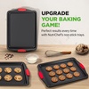 image:imageNutriChef 3Piece Large Nonstick Cookie Sheets for Baking  Premium FoodGrade Carbon Steel NonStick Tray Set with Silicone Handles Oven Safe up to 446F  Easy to Clean 172 x 118 x 07 Inch