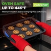 image:imageNutriChef 3Piece Nonstick Cookie Sheet Tray Set  Baking Pans with Blue Silicone Handles Stackable Design Easy to Clean Small Medium Large Carbon Steel Cookie Pans Oven Safe to 446F
