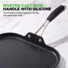 image:imageNutriChef Copper Pan NonStick Coating Inside HardAnodized Look Heat Resistant Lacquer Outside Silicone Handle NCSQPA 1 GriddleSquare flat griddle pan black