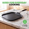 image:imageNutriChef Copper Pan NonStick Coating Inside HardAnodized Look Heat Resistant Lacquer Outside Silicone Handle NCSQPA 1 GriddleSquare flat griddle pan black