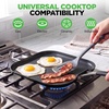 image:imageNutriChef Copper Pan NonStick Coating Inside HardAnodized Look Heat Resistant Lacquer Outside Silicone Handle NCSQPA 1 GriddleSquare flat griddle pan black