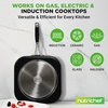 image:imageNutriChef Copper Pan NonStick Coating Inside HardAnodized Look Heat Resistant Lacquer Outside Silicone Handle NCSQPA 1 GriddleSquare flat griddle pan