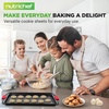 image:imageNutriChef Nonstick Baking Pans Set  3Piece Carbon Steel Cookie Sheet Set with Red Silicone Handles Small Medium Large Stackable Trays Oven and Dishwasher Safe Design for Cakes Cookies and More3 Pack