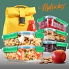 image:imageNutrichef 10Piece Glass Food Containers  Stackable Superior Glass Mealprep Storage Containers Newly Innovated Leakproof Locking Lids wAir Hole FreezertoOvenSafe RedWave