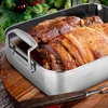 image:imageNutrichef Stainless Steel Roasting Pan with Rack  Oven Roaster w Riveted Handles for Turkey Chicken Meat amp Veggies  Non Toxic Material for Healthy Cooking Easy to Clean Dishwasher amp Oven SafeUpgraded Handles