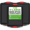 image:imageNutriChef 3Piece Large Nonstick Cookie Sheets for Baking  Premium FoodGrade Carbon Steel NonStick Tray Set with Silicone Handles Oven Safe up to 446F  Easy to Clean 172 x 118 x 07 Inch