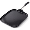image:imageNutriChef Copper Pan NonStick Coating Inside HardAnodized Look Heat Resistant Lacquer Outside Silicone Handle NCSQPA 1 GriddleSquare flat griddle pan black