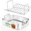 image:imageNutrichef Stainless Steel Roasting Pan with Rack  Oven Roaster w Riveted Handles for Turkey Chicken Meat amp Veggies  Non Toxic Material for Healthy Cooking Easy to Clean Dishwasher amp Oven SafeUpgraded Handles