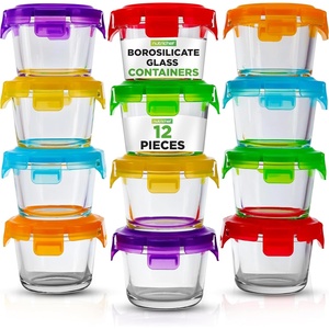 image:imageNutriChef 12 Piece Glass Food Storage Container  448 oz Round Airtight Stackable Containers with Locking Lids for Snacks Fruits and Meal Prep  Oven amp Freezer Safe