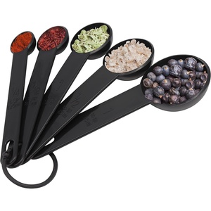 image:imageNutriChef 5Piece Plastic Measuring Spoons Set  Durable RoundShaped Kitchen Measuring Spoon for Dry and Liquid Ingredients  Teaspoon and Tablespoon Set with Metric and US Measurements