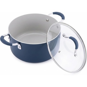 image:imageNutriChef Dutch Oven Pot with Lid  NonStick Kitchen Pasta Pot with SeeThrough Tempered Glass Lids 5 Quart Works with NCCW14SBLU amp NCCW20SBLU