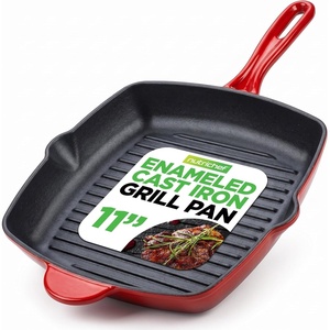 image:imageNutriChef NonStick Square Frying Pan 11 Nonstick Skillet Scratch Resistance PFOAFree PFOSFree Home Use for All StovesSquare Cast Iron
