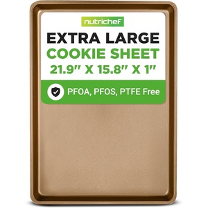 image:imageNutriChef Nonstick XL Cookie Sheet Baking Pan Extra Large 22 Inch x 16 Inch Carbon Steel Oven Baking Sheet for Cookies amp Pastries Gold  NCLG1GD