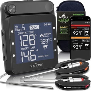 image:imageNutriChef Smart BBQ Thermometer  Rechargeable Dual Probe System with WiFi amp Bluetooth for Precise Grilling EasytoRead Digital Display Compatible with Any Smartphone for Outdoor Barbecue amp Smoker